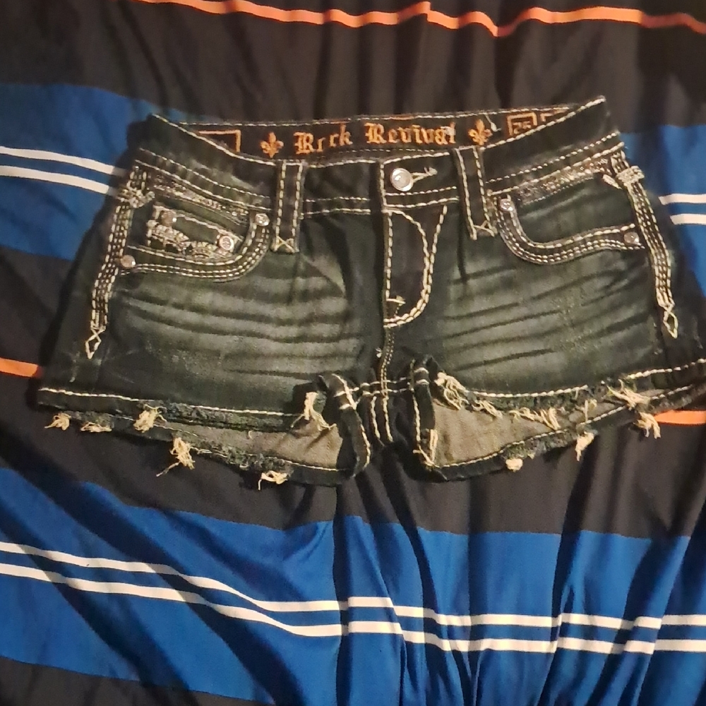 Rock Revival Women's Distressed Black Jean Shorts